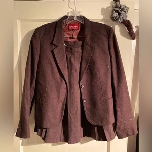 Maroon Wool Sasson Skirt Suit